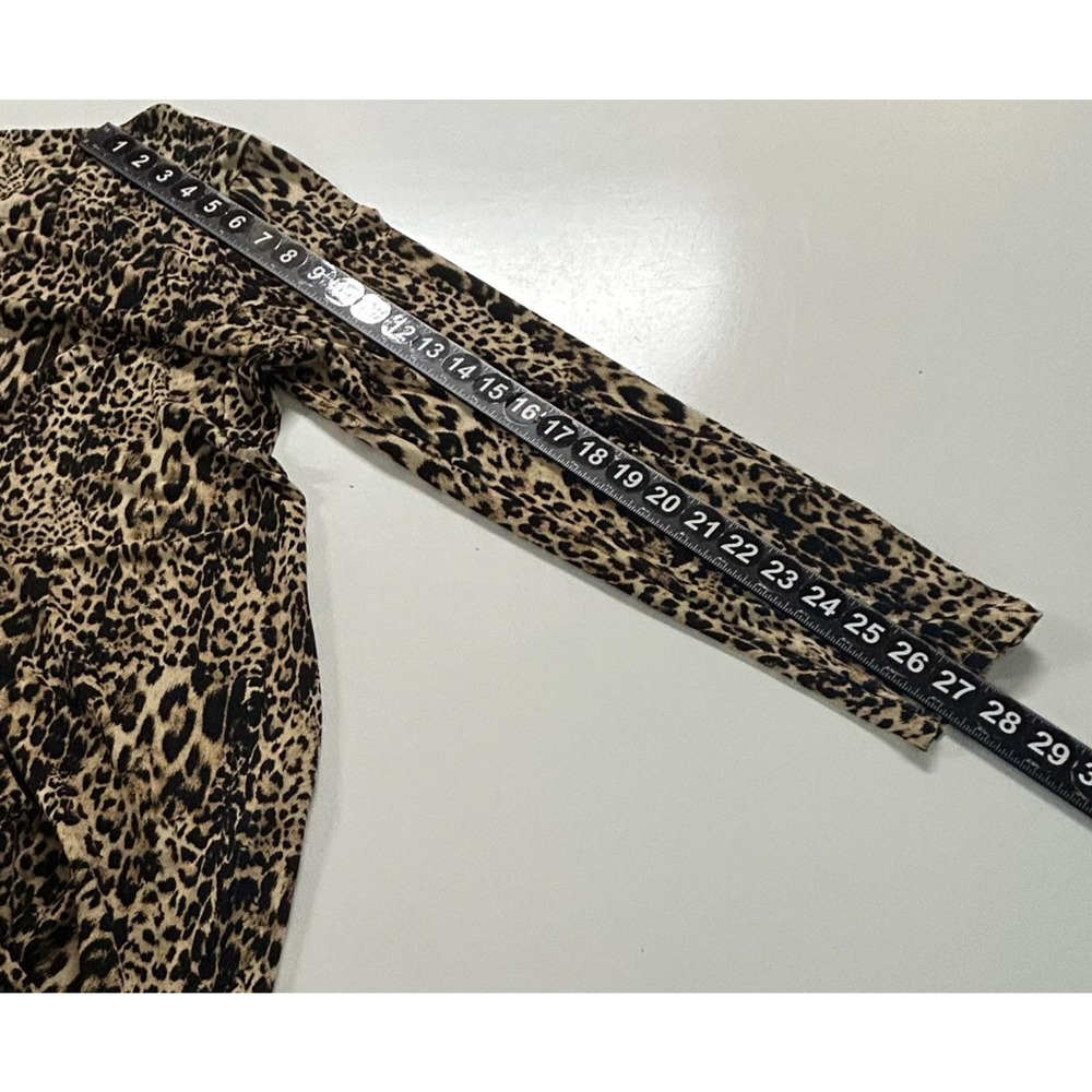 Chicos Asymmetrical‎ Hem Animal Print Top Large 2 Brown Black Button Accents - Picture 7 of 11